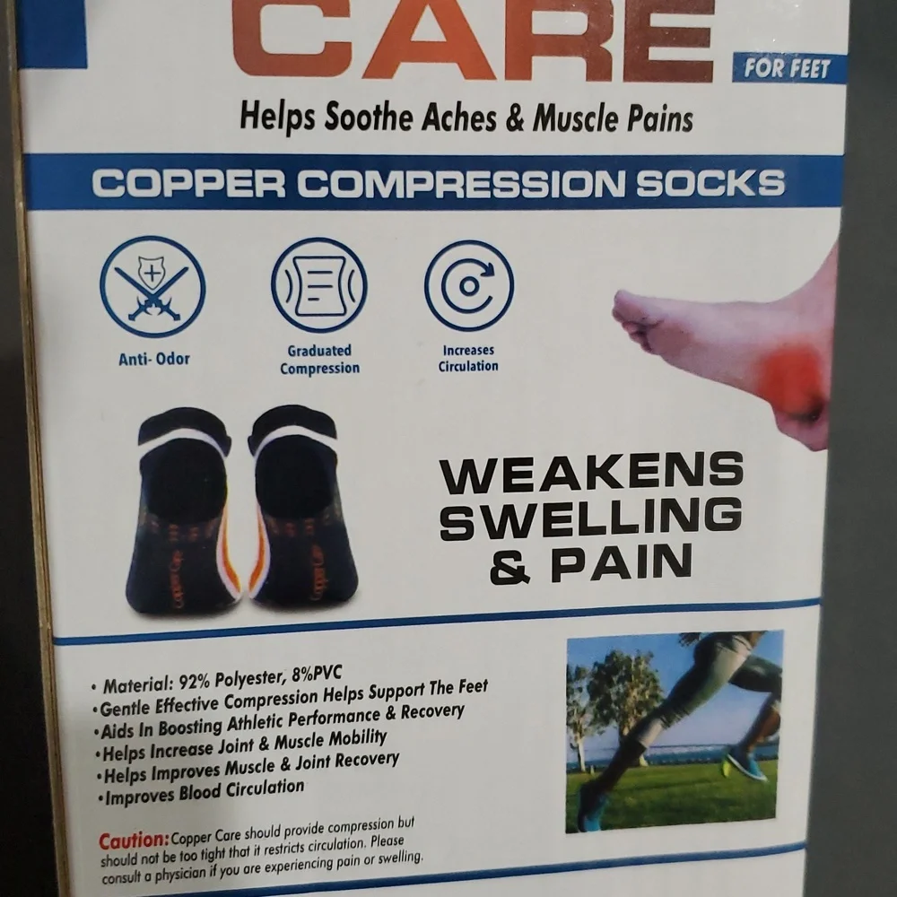 Copper‎ Care copper compression socks for feet for adults new